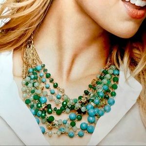 Beautiful Stella & Dot Retired Maldives Beaded Multi Strand Necklace Turquoise